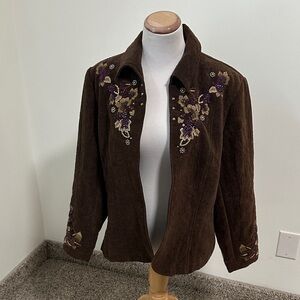 🐎 NWT Coldwater Creek Floral Bloom Open Front Beaded Jacket